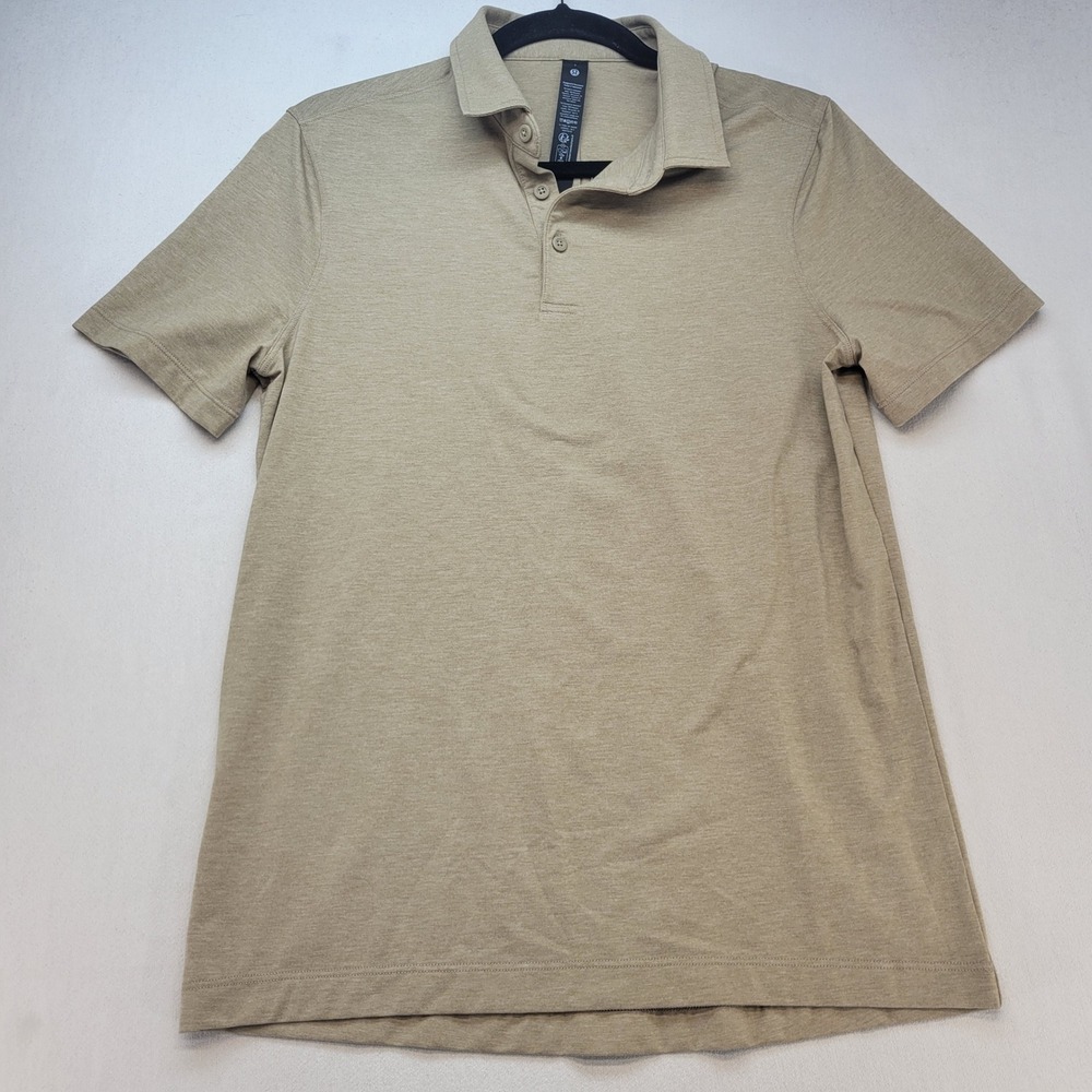 Lululemon Evolution Polo Mens Small Tan Heathered Short Sleeve Golf LM3EN3S